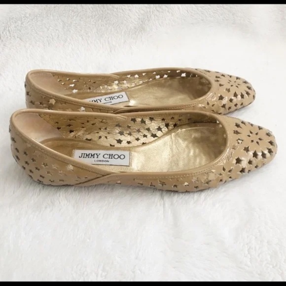 Jimmy Choo Star Cutout Nude Patent Ballet Flats w Star Cut-Outs 🤩 - Picture 2 of 7